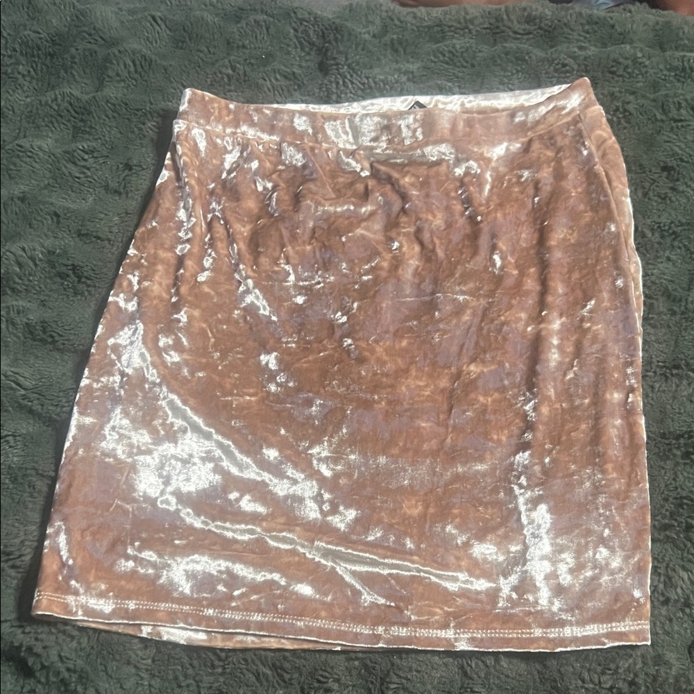 Forever 21 Shimmering Tan Velvet Mini Skirt